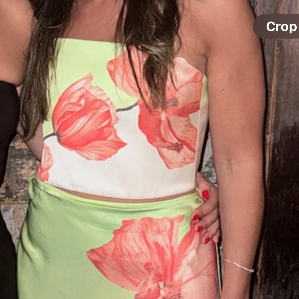 ALICE+OLIVIA crop TOP white with coral flowers  (skirt also avail)